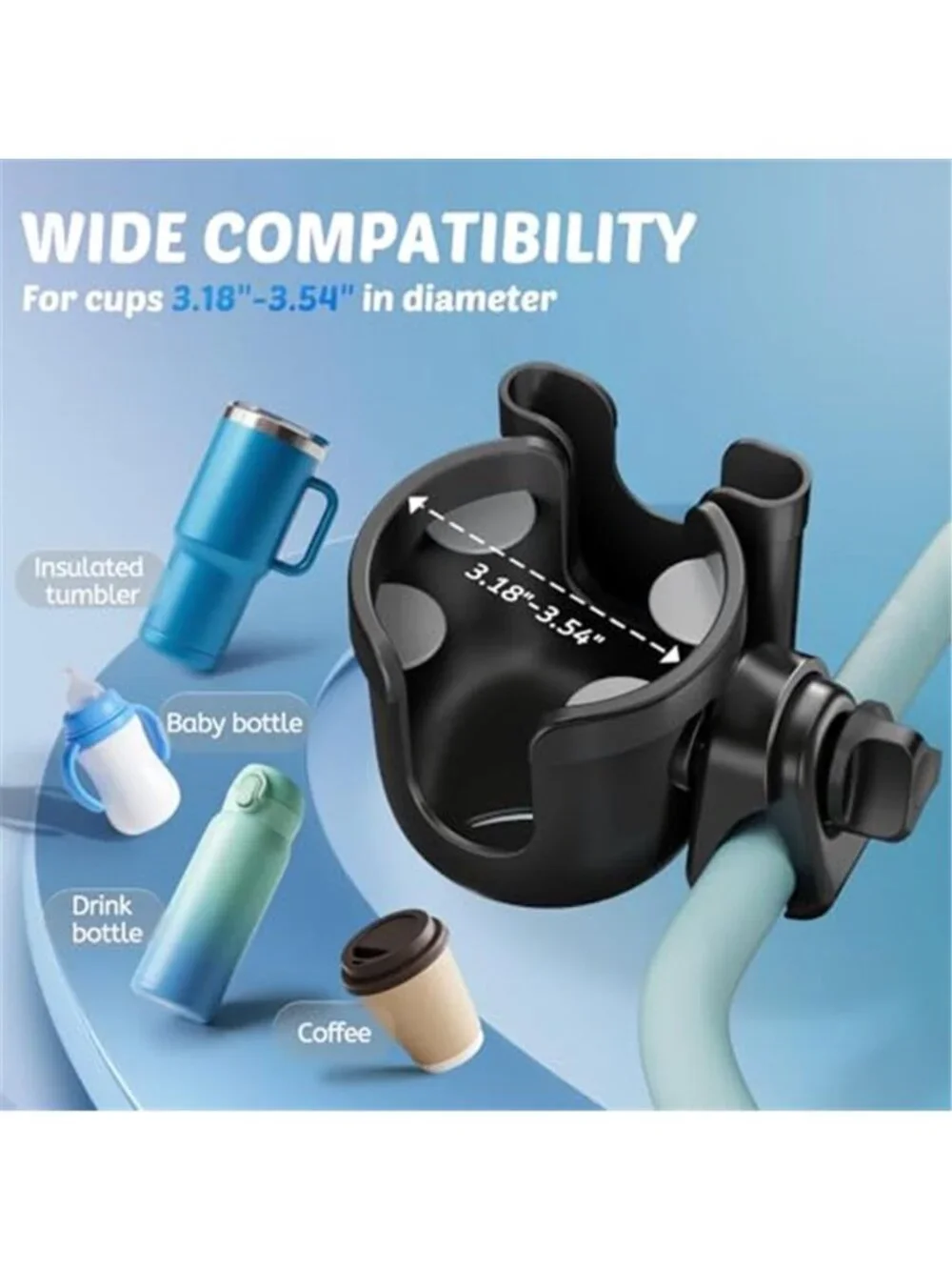 Cup Holder for Walker Stroller Cup Holder Attachment with Phone Holder
